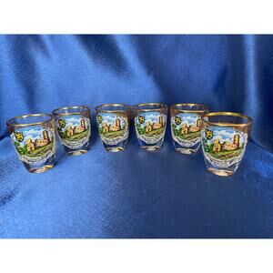 Set of 6 German River Rhine Scenery Souvenir Shot Glass
